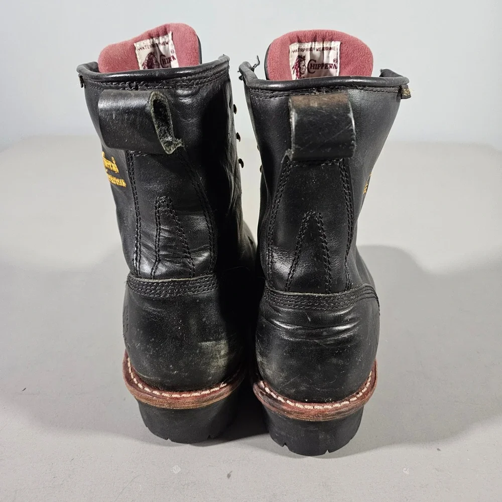 Chippewa Work Boots Mens 9 M Black Waterproof Thinsulate Vibram 73050 Steel Toe